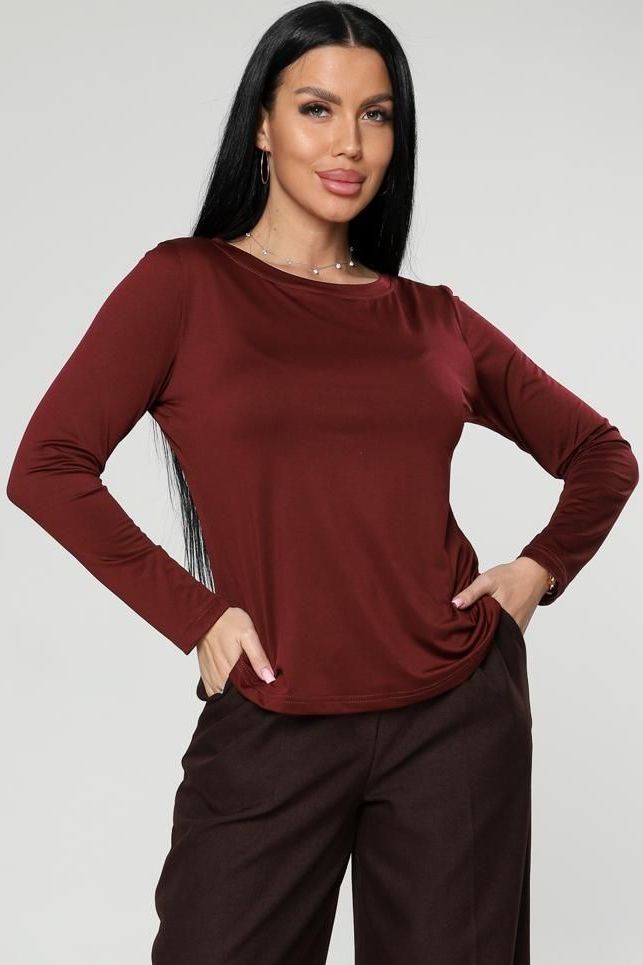 Лонгслив трикотажный в бордовом цвете Iv-capriz