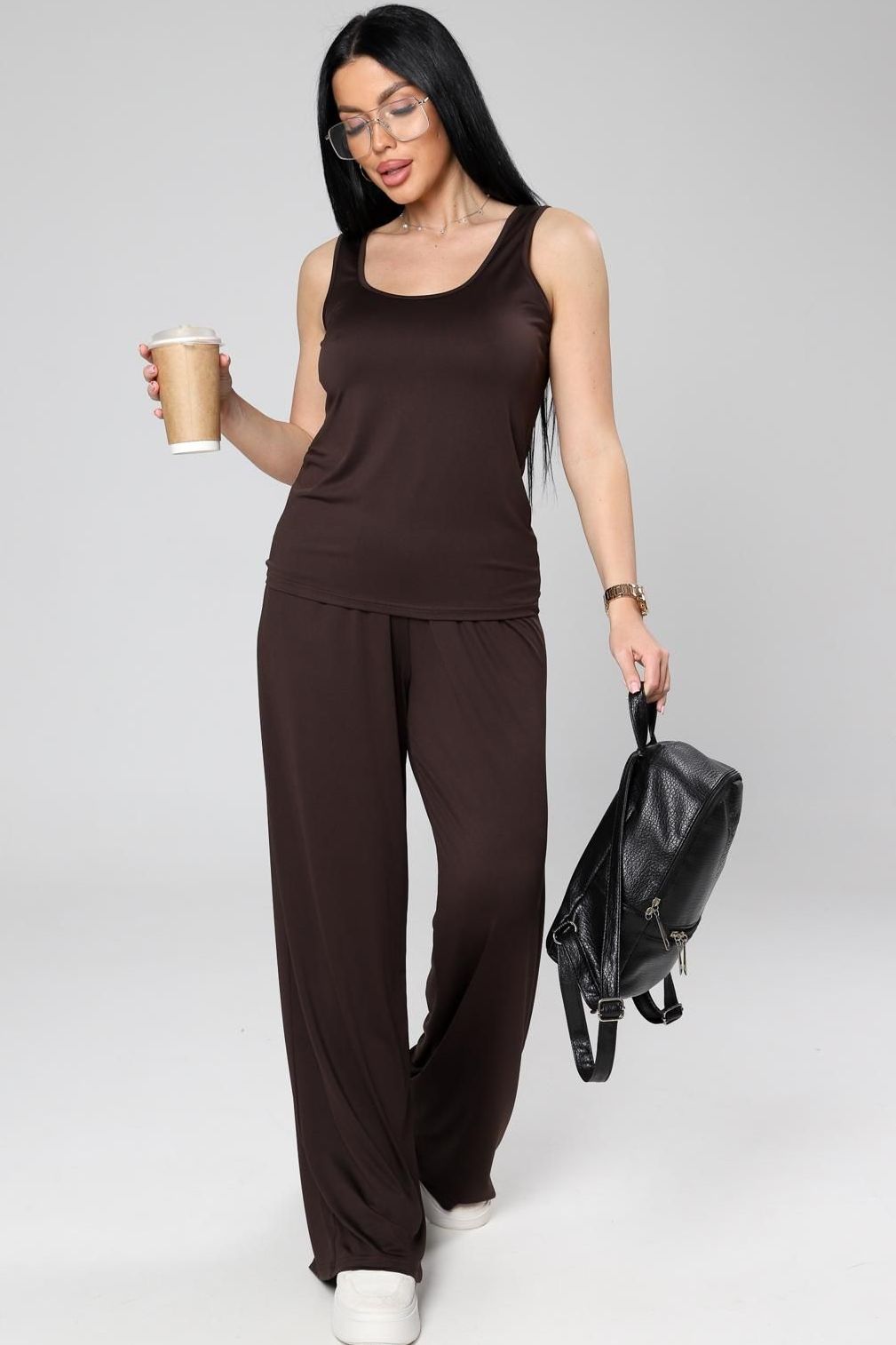 Костюм трикотажный с брюками в шоколадном цвете Iv-capriz