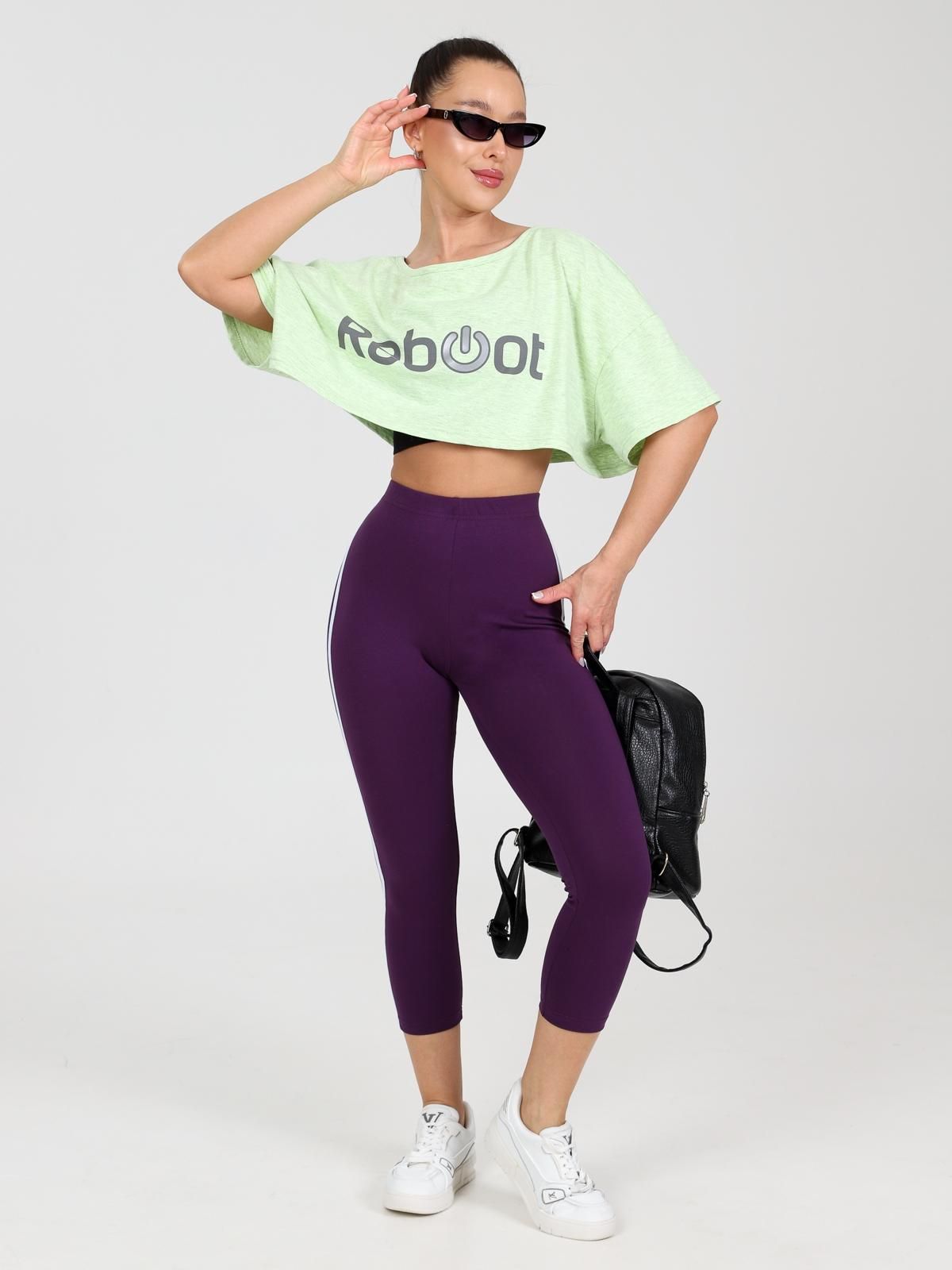 Капри трикотажные в цвете баклажан с лампасами Iv-capriz(фото2)