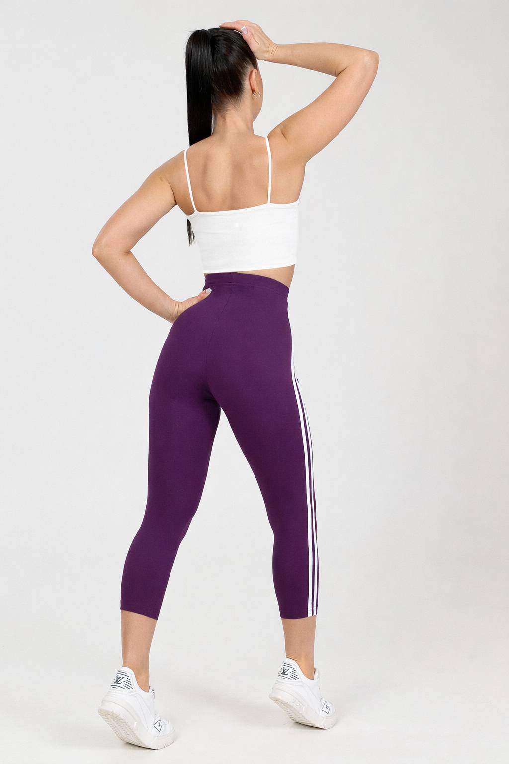 Капри трикотажные в цвете баклажан с лампасами Iv-capriz(фото6)