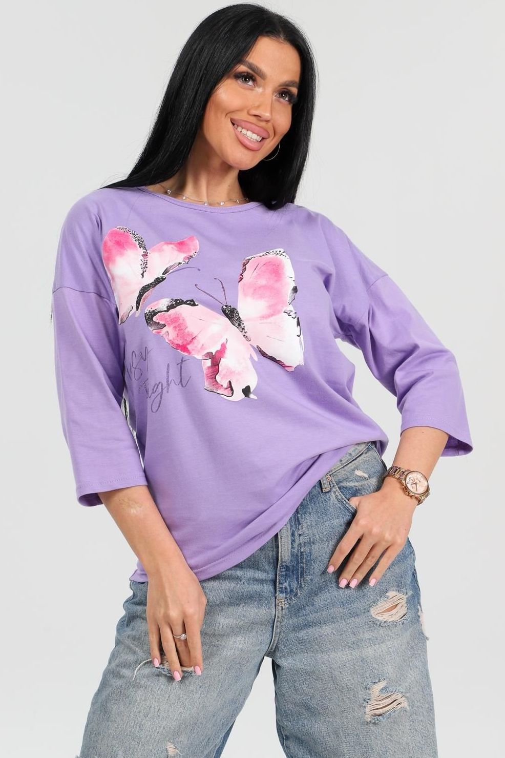 Футболка трикотажная сиреневого цвета Iv-capriz