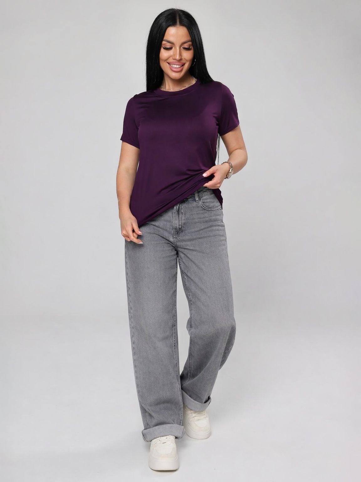 Футболка трикотажная цвета баклажан Iv-capriz(фото4)