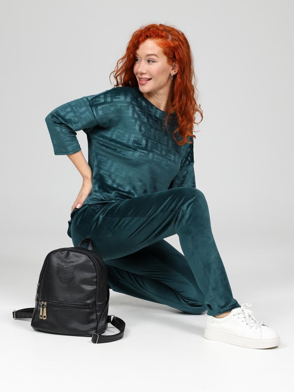 Костюм велюровый с брюками в изумрудном цвете Iv-capriz(фото3)