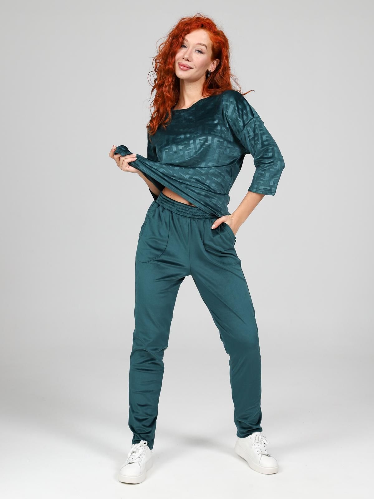 Костюм велюровый с брюками в изумрудном цвете Iv-capriz(фото6)