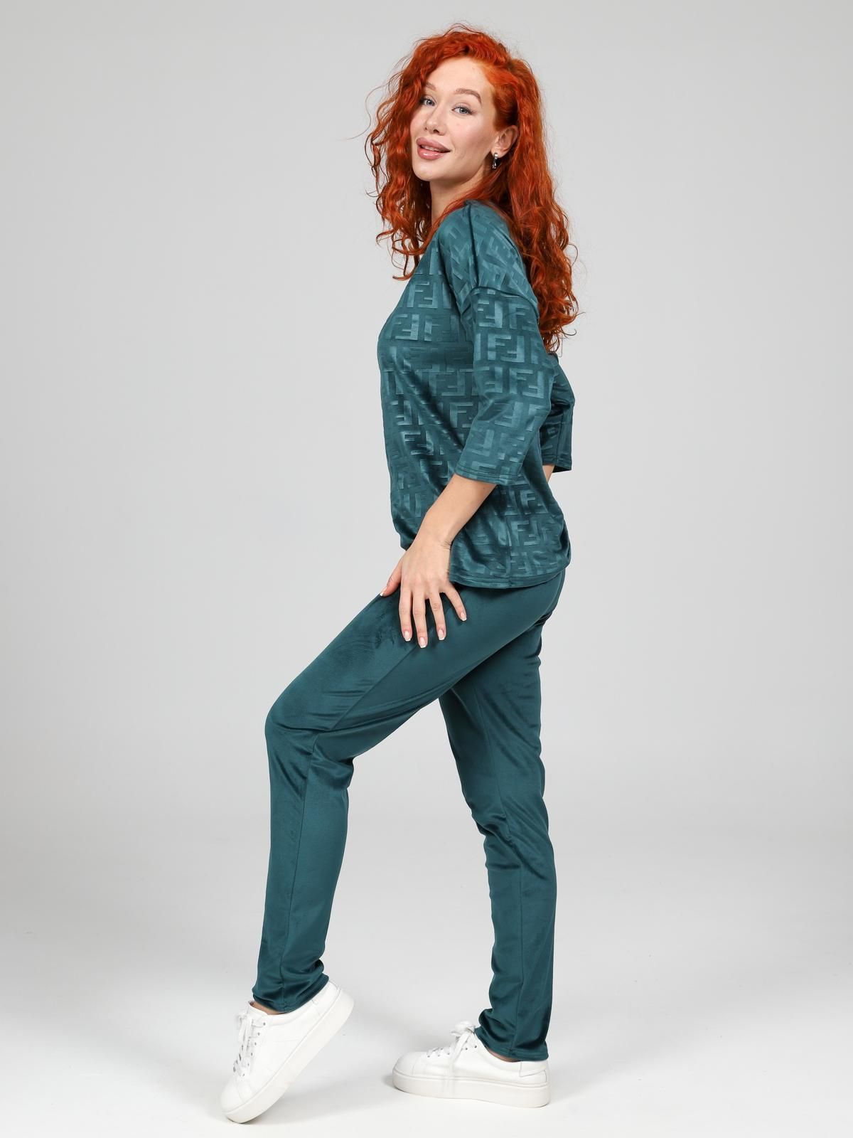 Костюм велюровый с брюками в изумрудном цвете Iv-capriz(фото5)