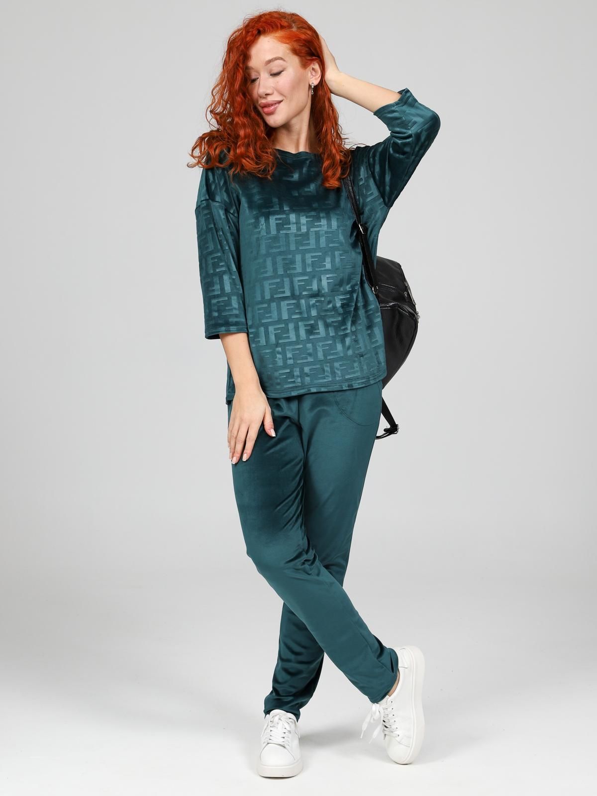 Костюм велюровый с брюками в изумрудном цвете Iv-capriz(фото8)