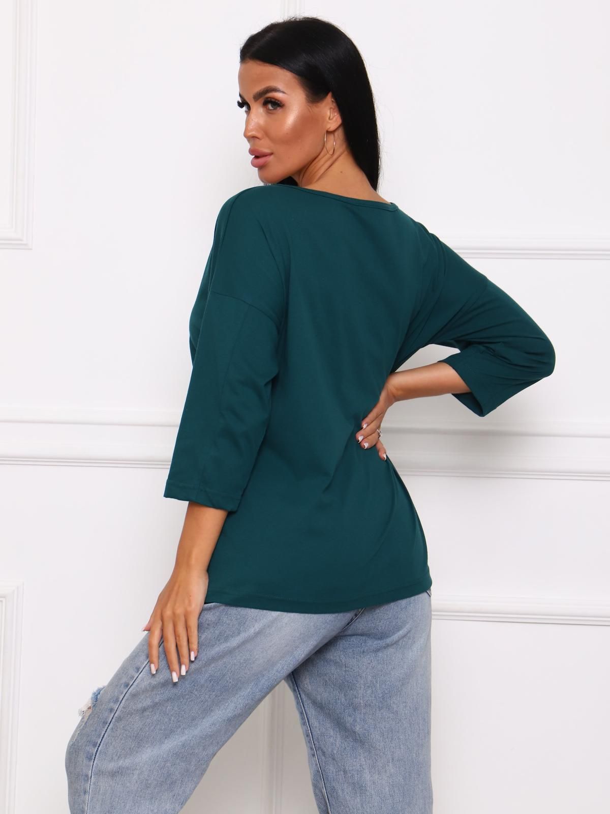 Футболка трикотажная изумрудного цвета с принтом Iv-capriz(фото7)