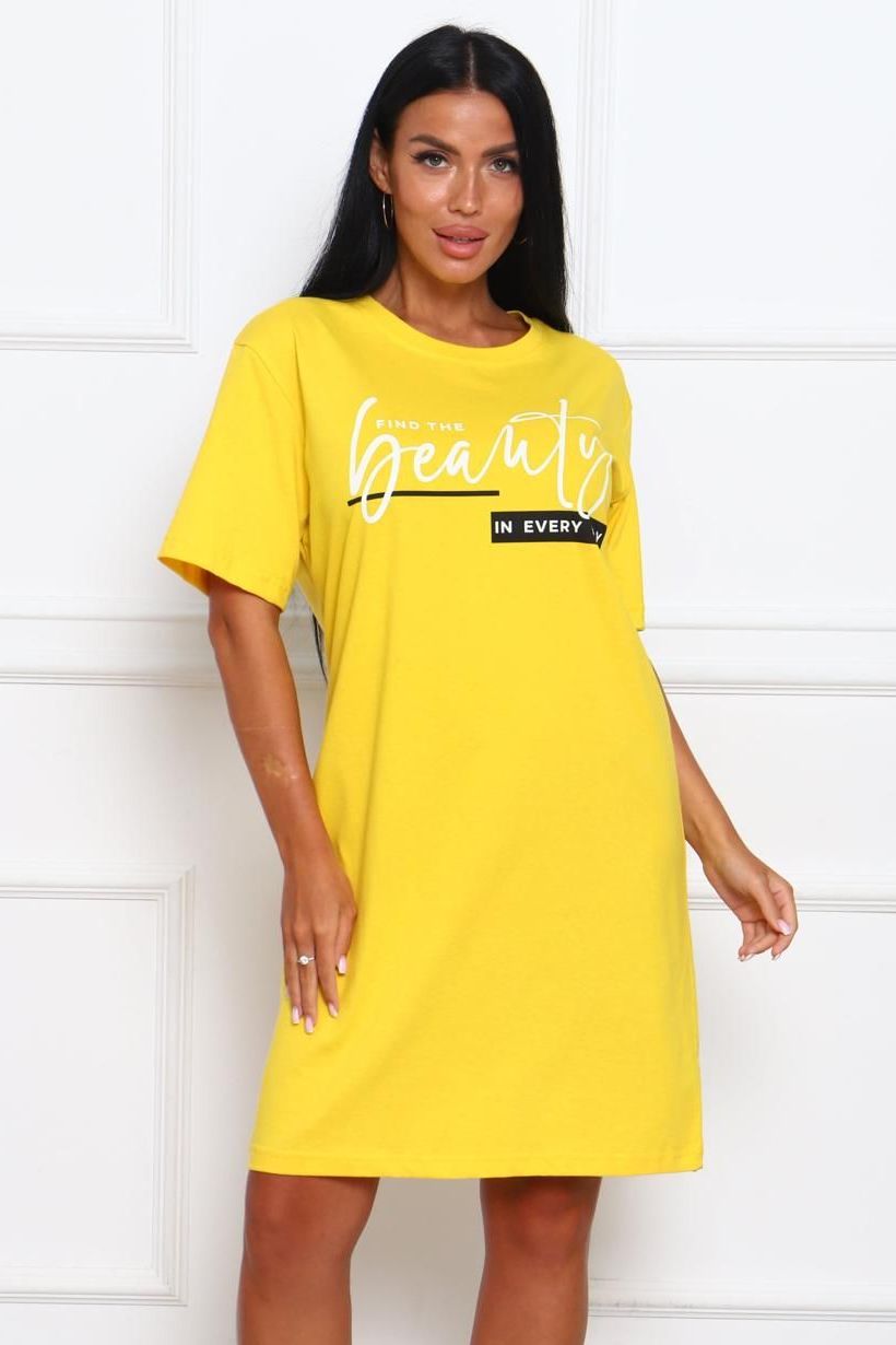 Платье-футболка трикотажное жёлтое Iv-capriz