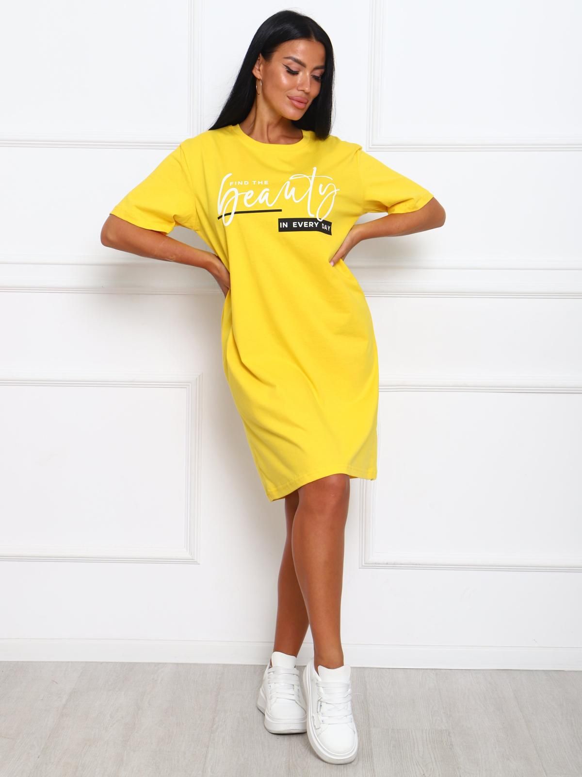 Платье-футболка трикотажное жёлтое Iv-capriz(фото2)