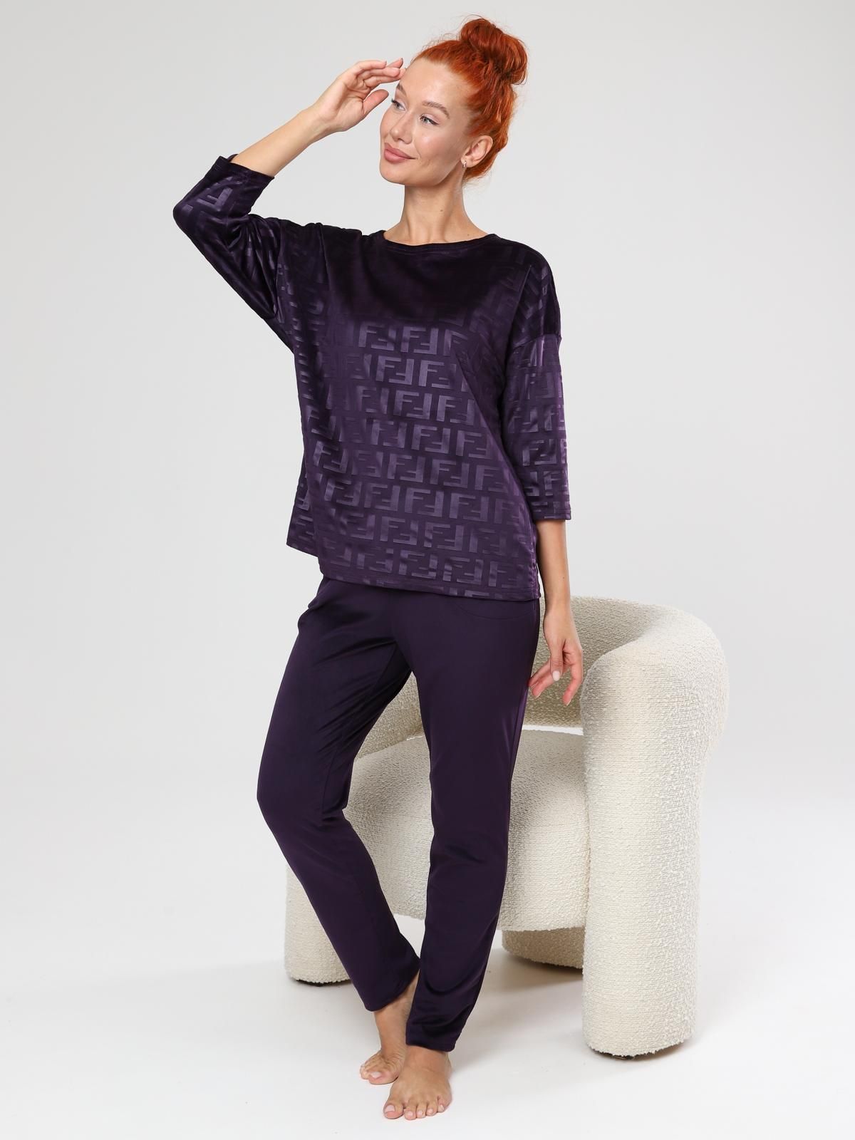 Костюм велюровый с брюками в цвете слива Iv-capriz(фото2)