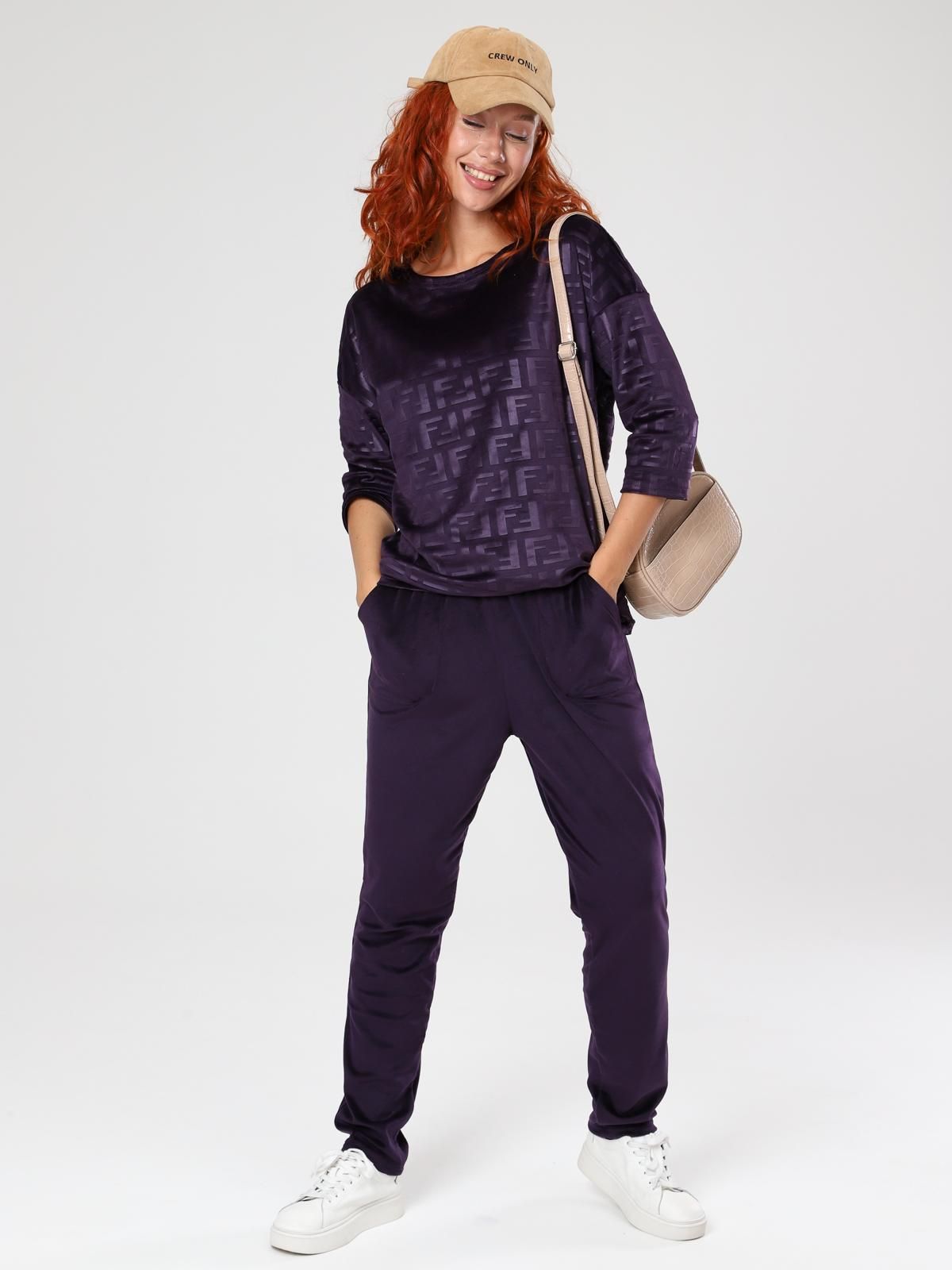 Костюм велюровый с брюками в цвете слива Iv-capriz(фото7)