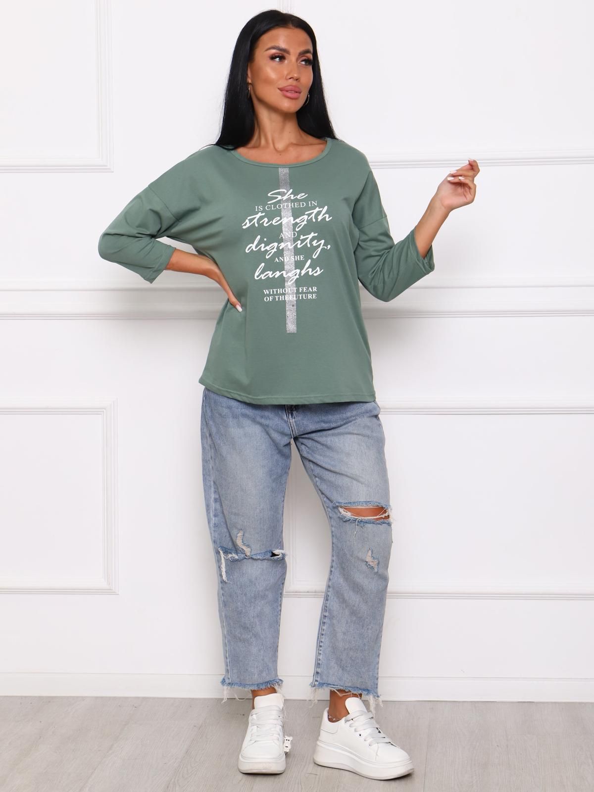 Футболка трикотажная цвета хаки с принтом Iv-capriz(фото2)