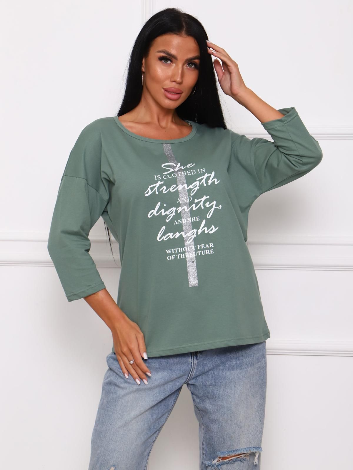 Футболка трикотажная цвета хаки с принтом Iv-capriz(фото3)