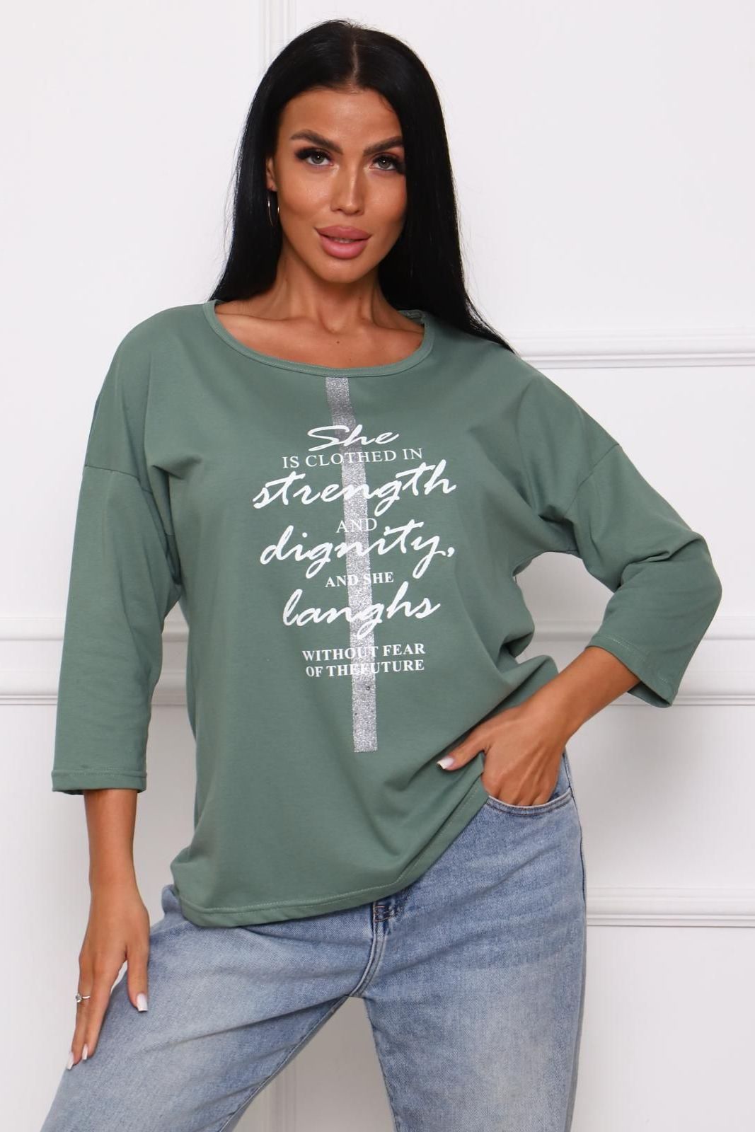 Футболка трикотажная цвета хаки с принтом Iv-capriz