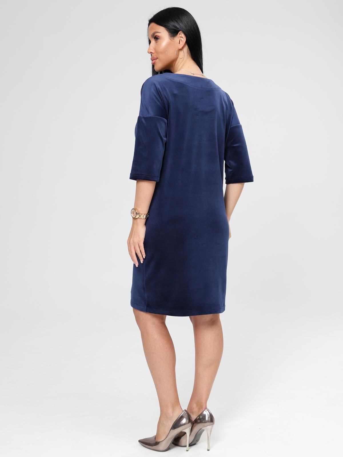Платье велюровое тёмно-синее с карманами Iv-capriz(фото7)