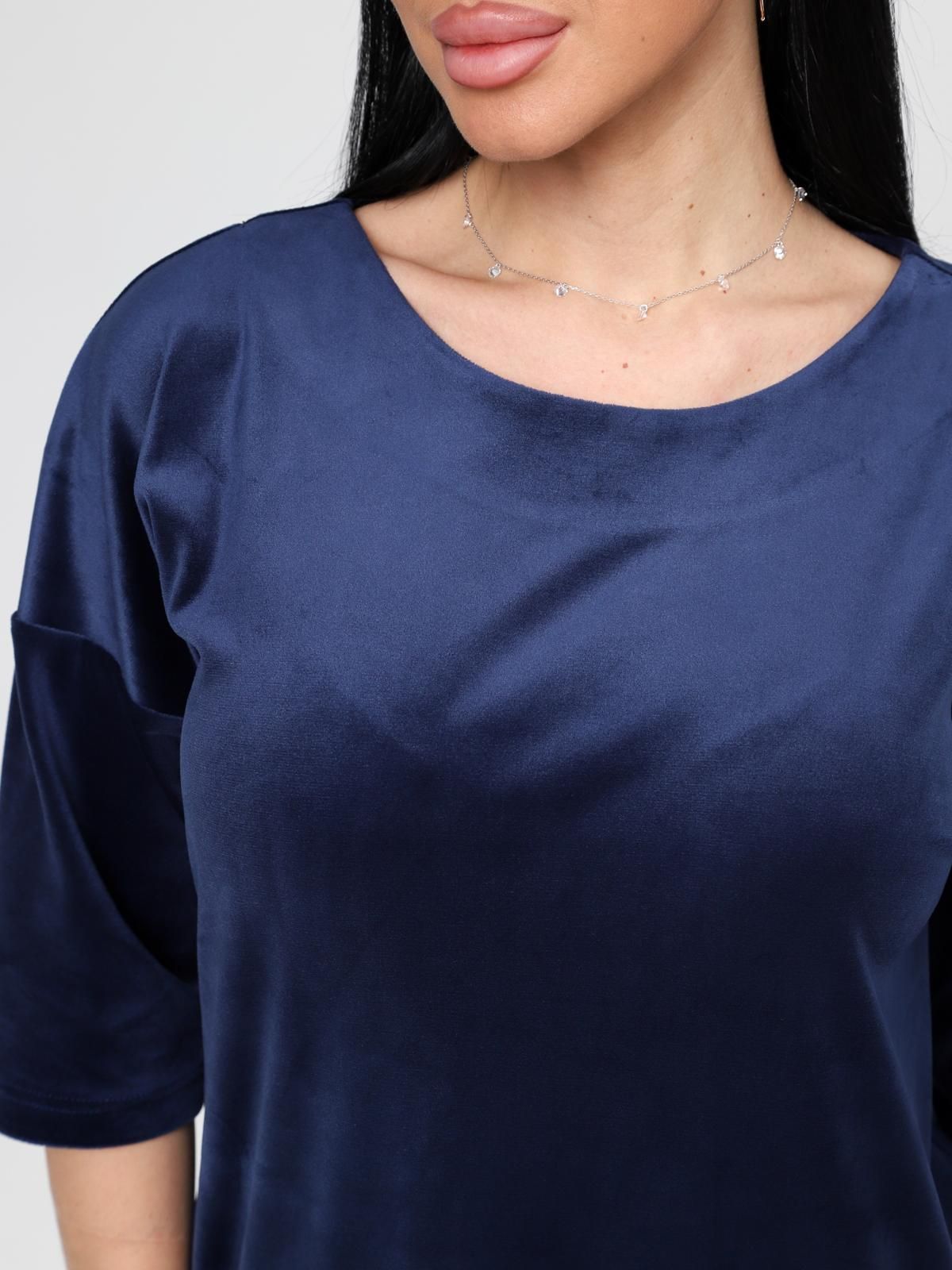 Платье велюровое тёмно-синее с карманами Iv-capriz(фото5)