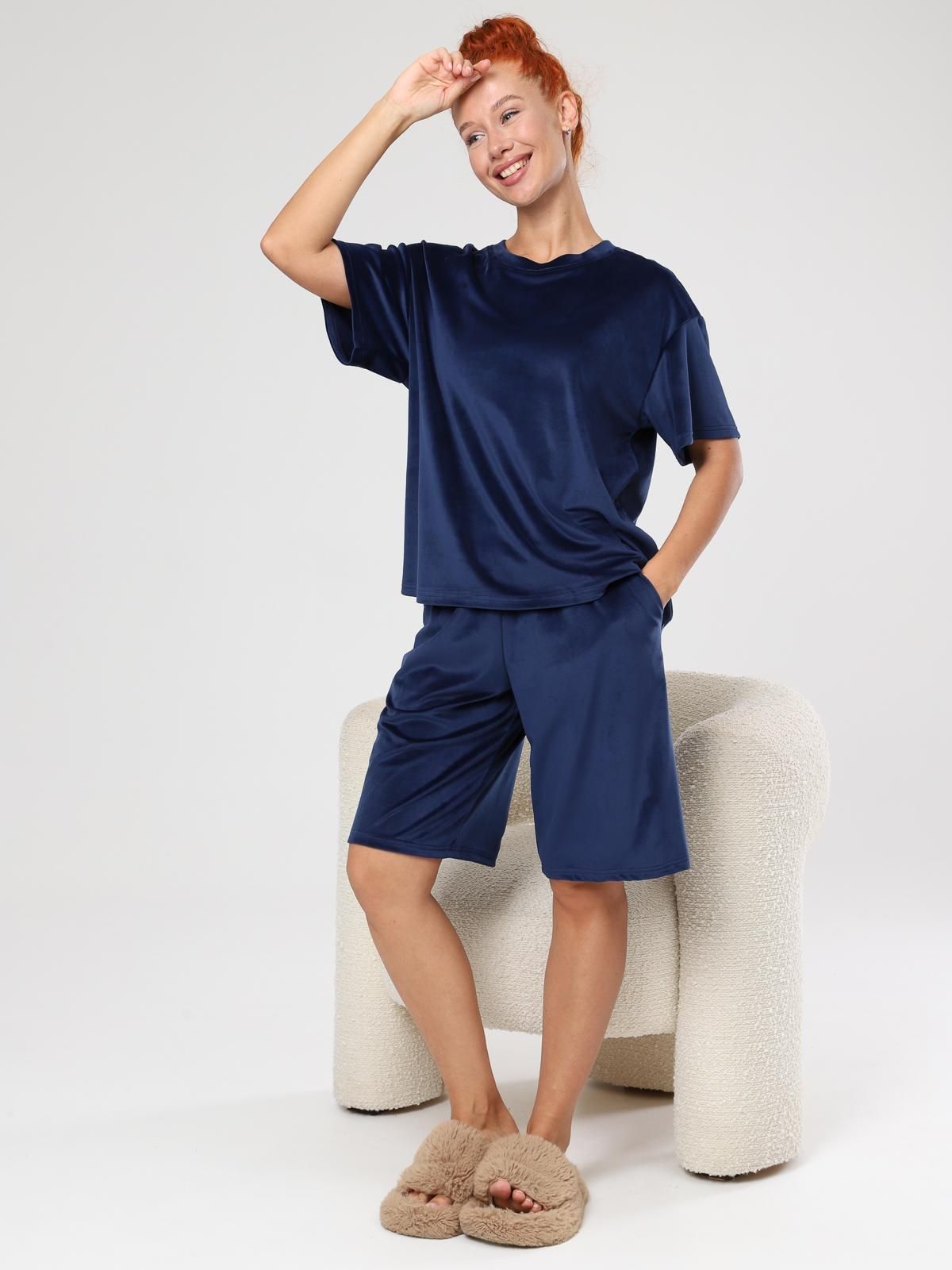 Костюм велюровый синий с шортами Iv-capriz(фото2)