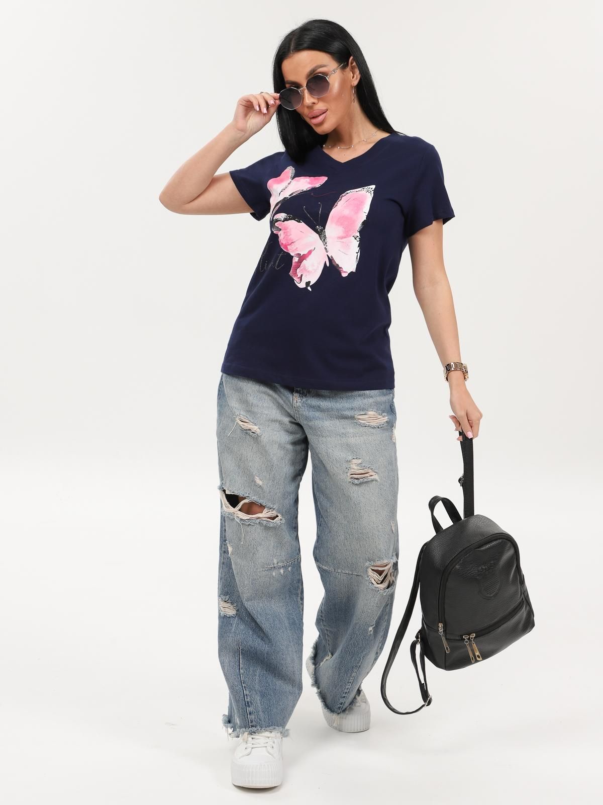 Футболка трикотажная тёмно-синего цвета Iv-capriz(фото4)