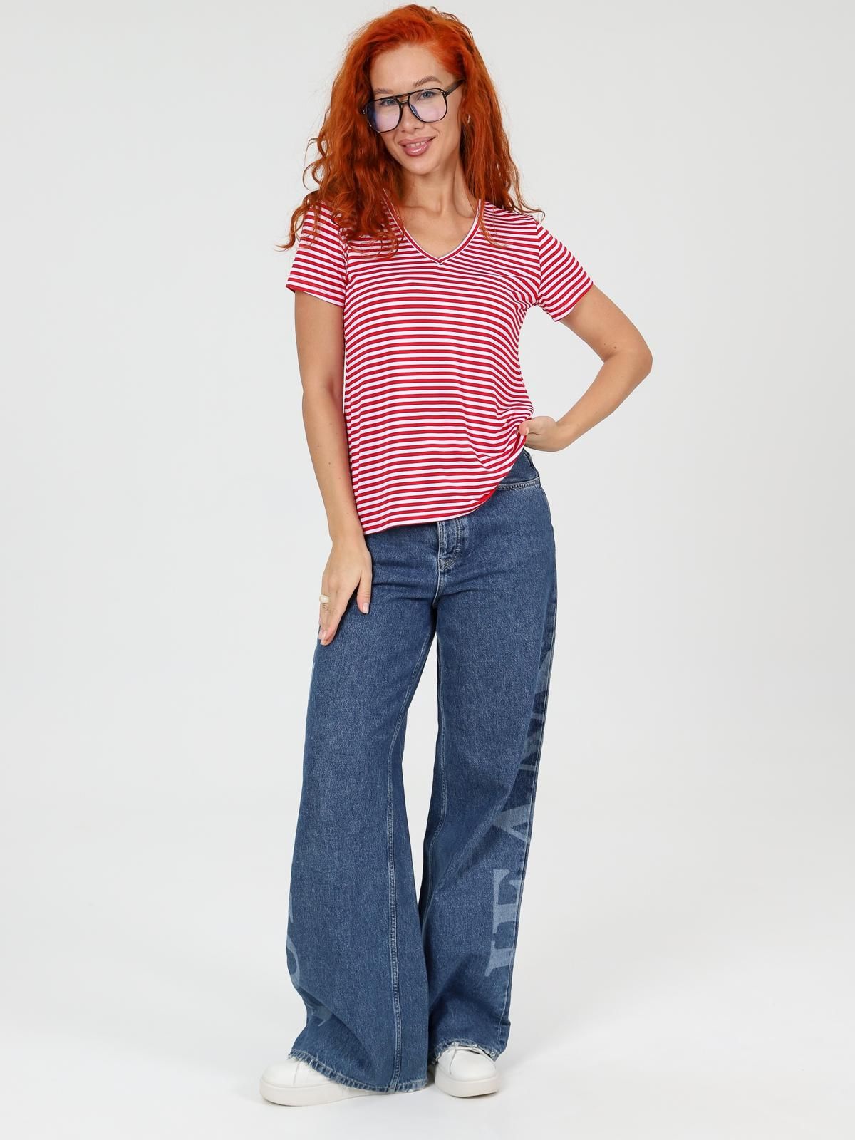 Футболка трикотажная красная в полоску Iv-capriz(фото8)