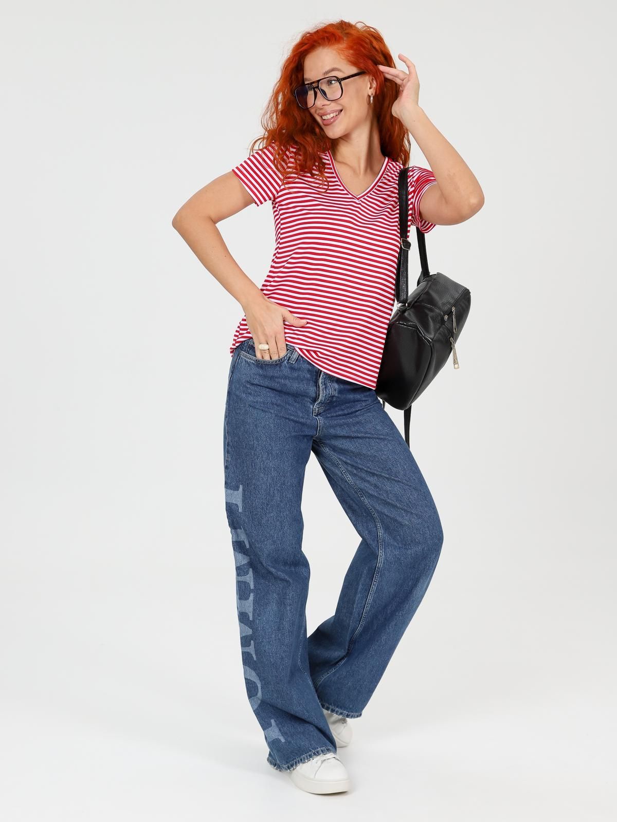 Футболка трикотажная красная в полоску Iv-capriz(фото2)