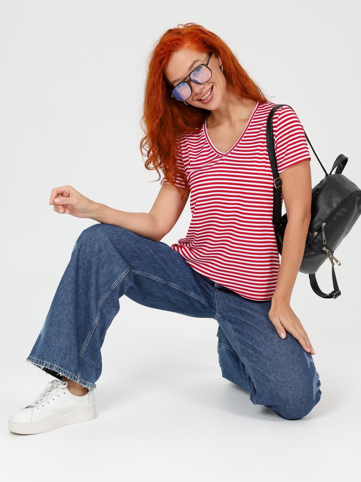 Футболка трикотажная красная в полоску Iv-capriz(фото4)