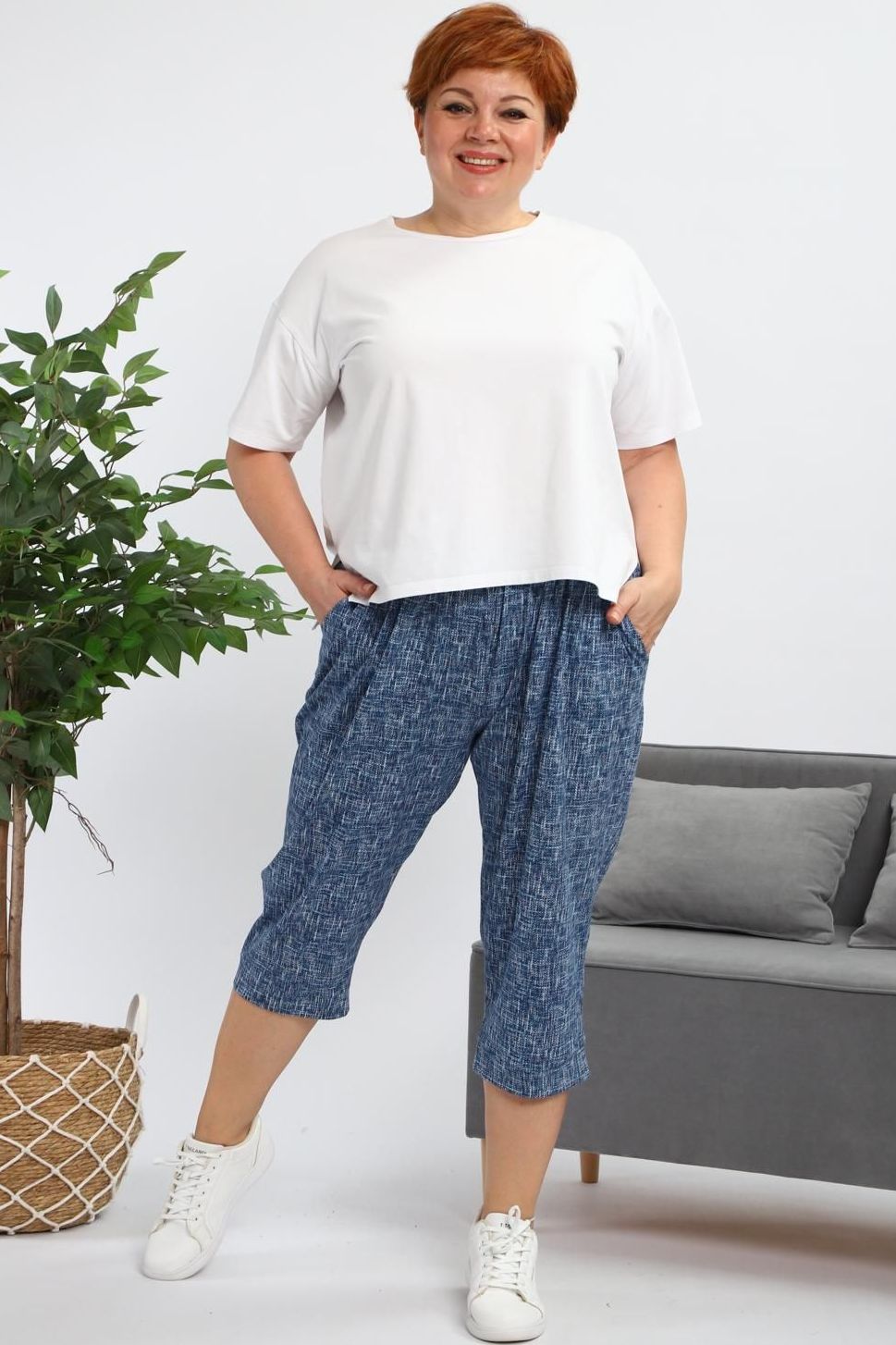 Бриджи синие из хлопка Iv-capriz