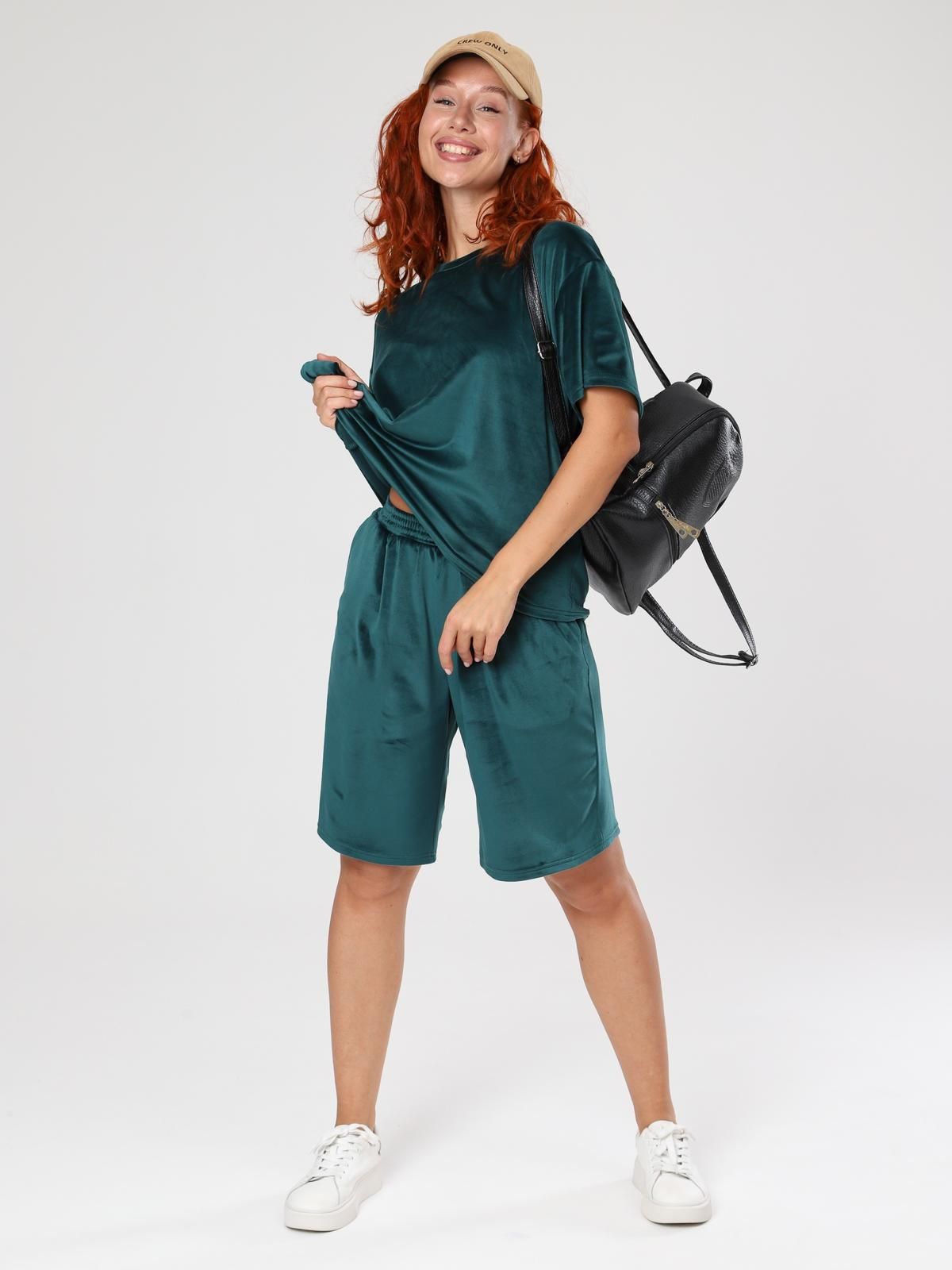 Костюм велюровый с шортами в цвете изумруд Iv-capriz(фото2)