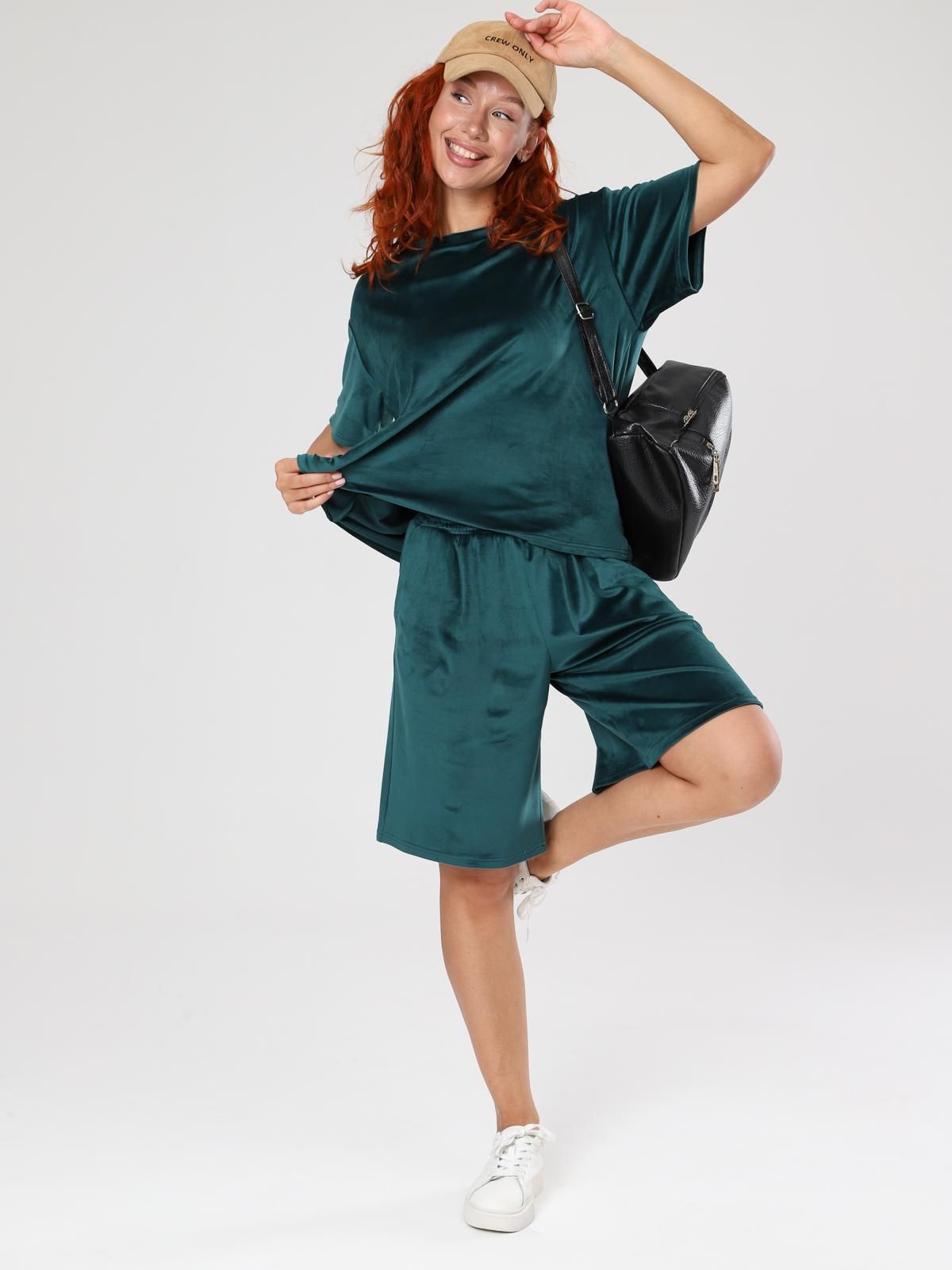 Костюм велюровый с шортами в цвете изумруд Iv-capriz(фото4)