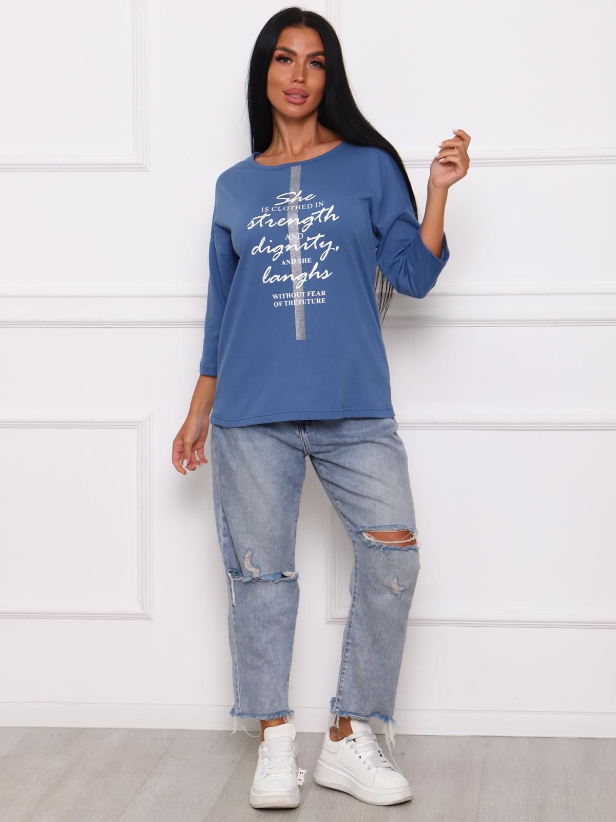 Футболка трикотажная цвета индиго с принтом Iv-capriz(фото2)