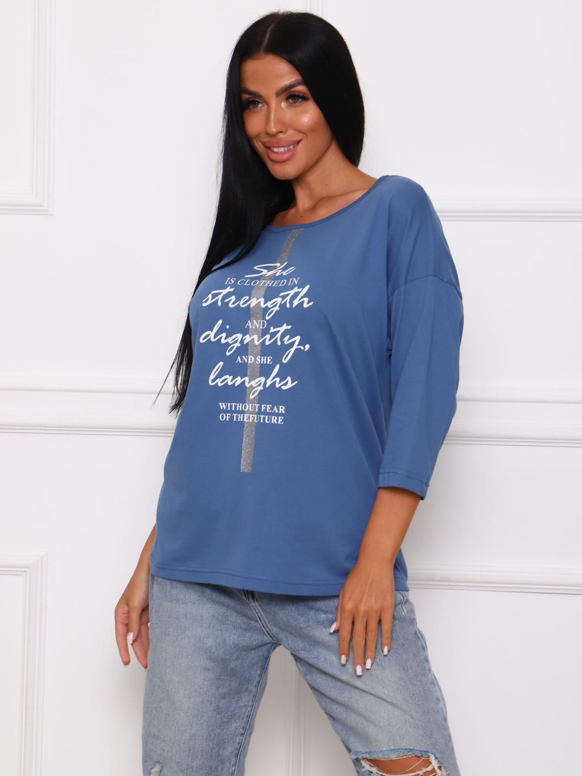 Футболка трикотажная цвета индиго с принтом Iv-capriz(фото3)