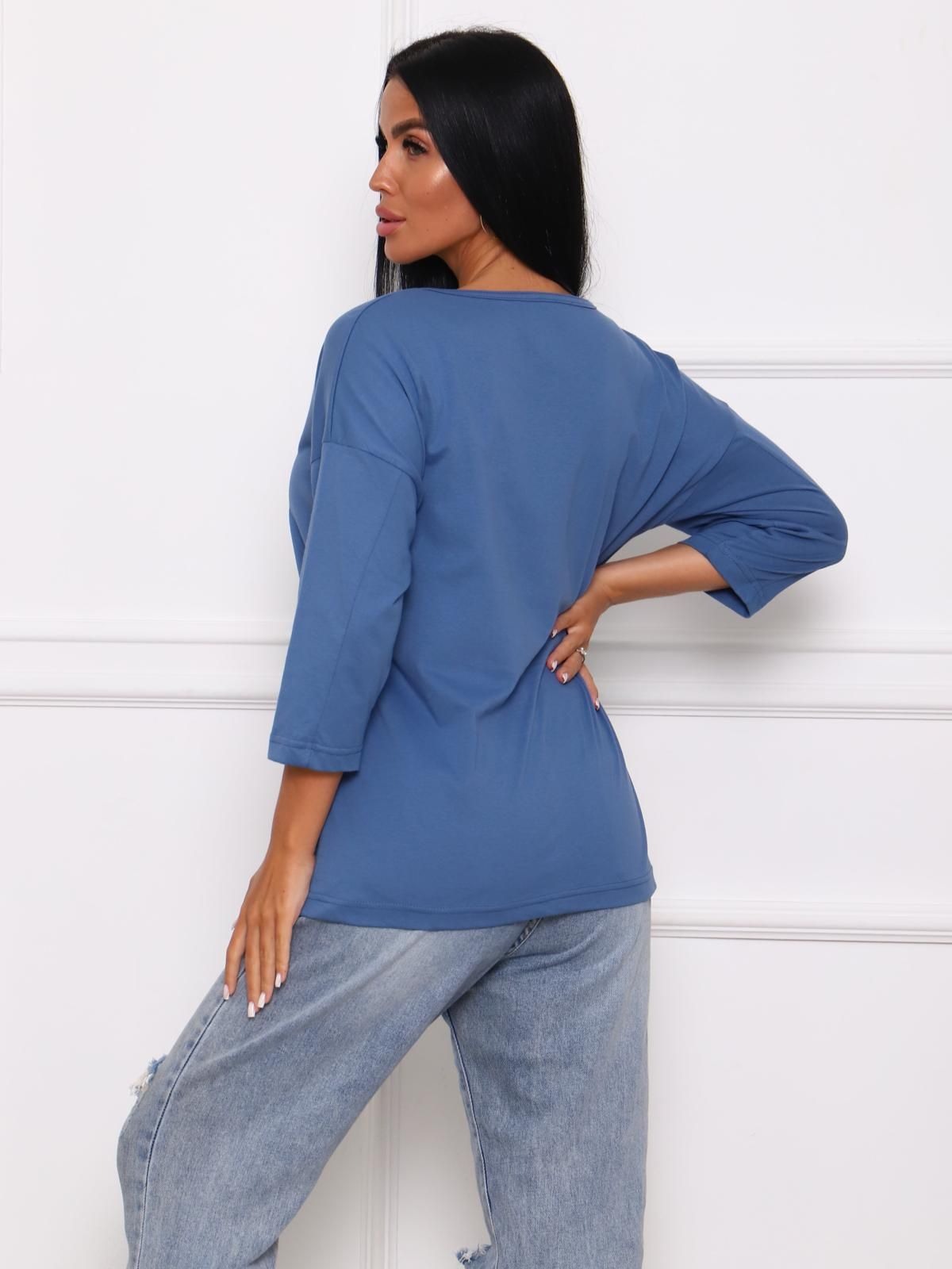 Футболка трикотажная цвета индиго с принтом Iv-capriz(фото6)