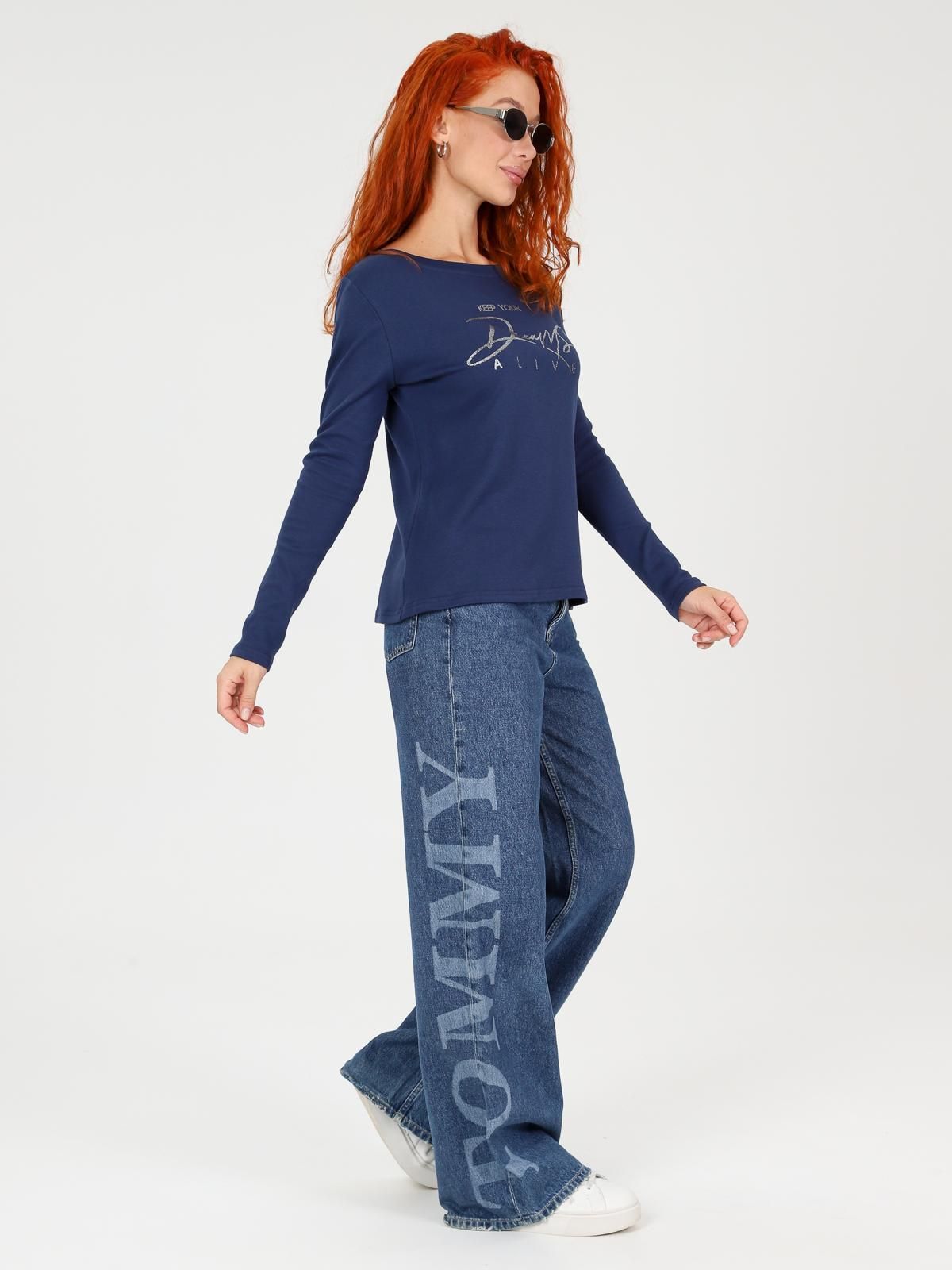 Лонгслив трикотажный тёмно-синий с принтом Iv-capriz(фото7)