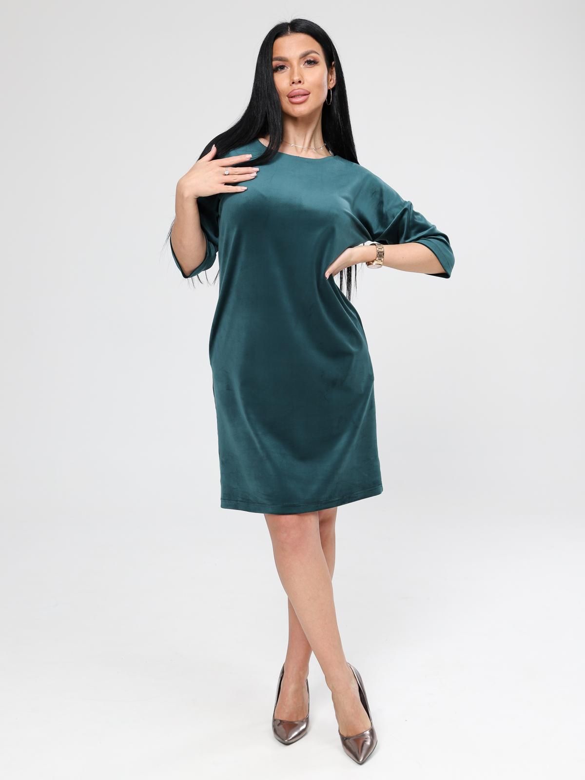 Платье велюровое изумрудного цвета с карманами Iv-capriz(фото4)