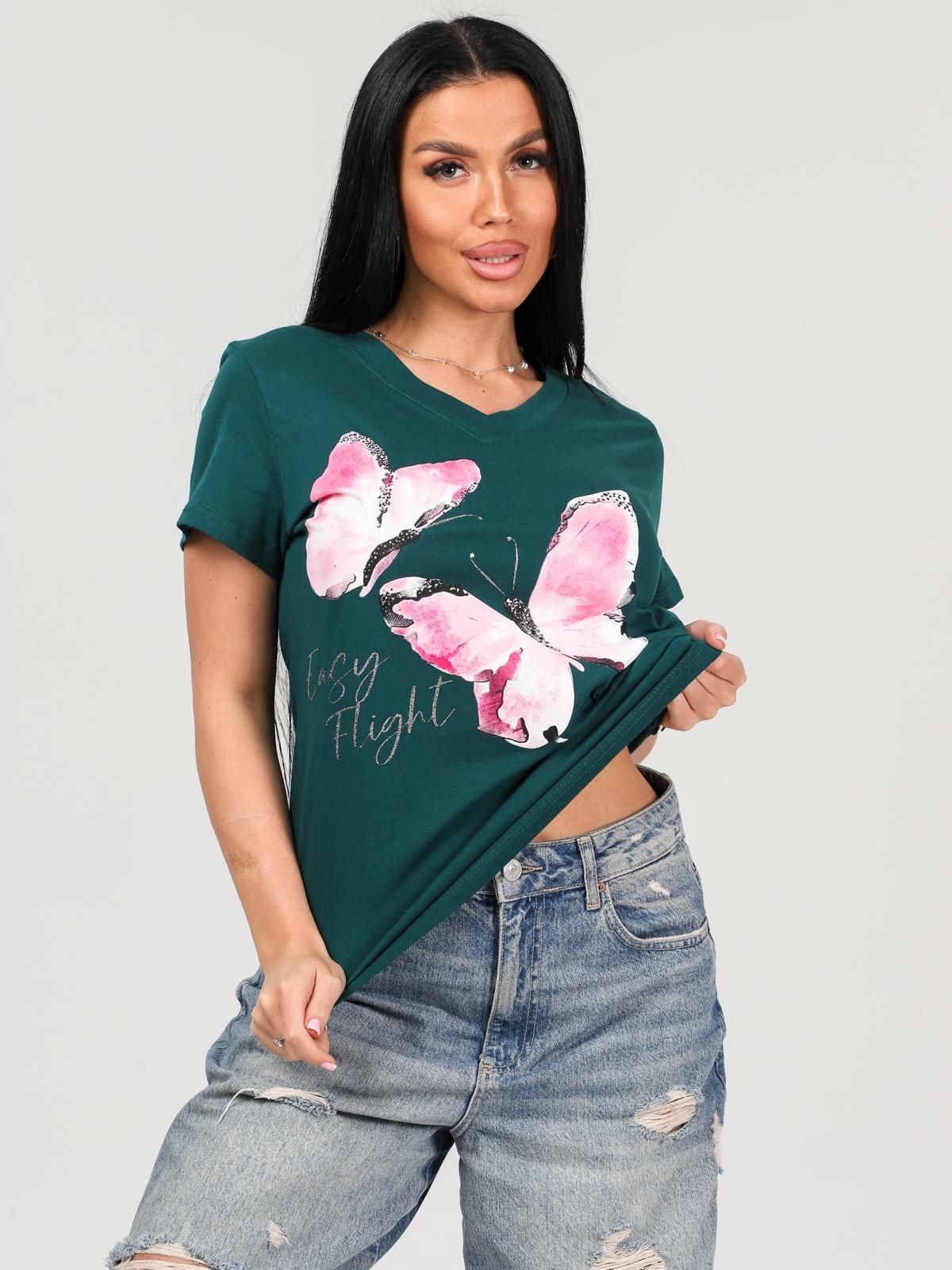 Футболка трикотажная изумрудного цвета Iv-capriz(фото3)