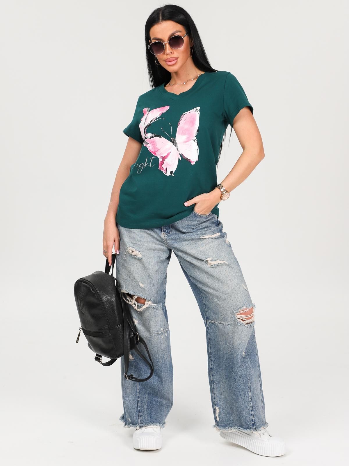 Футболка трикотажная изумрудного цвета Iv-capriz(фото2)