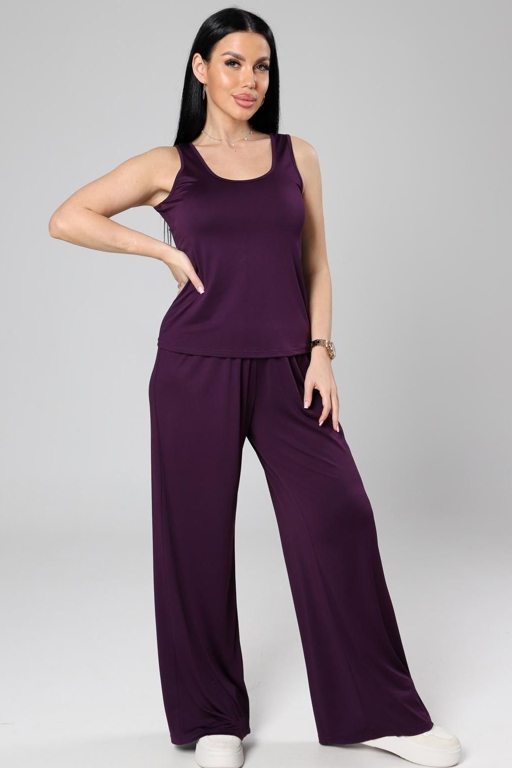 Костюм трикотажный с брюками в цвете баклажан Iv-capriz