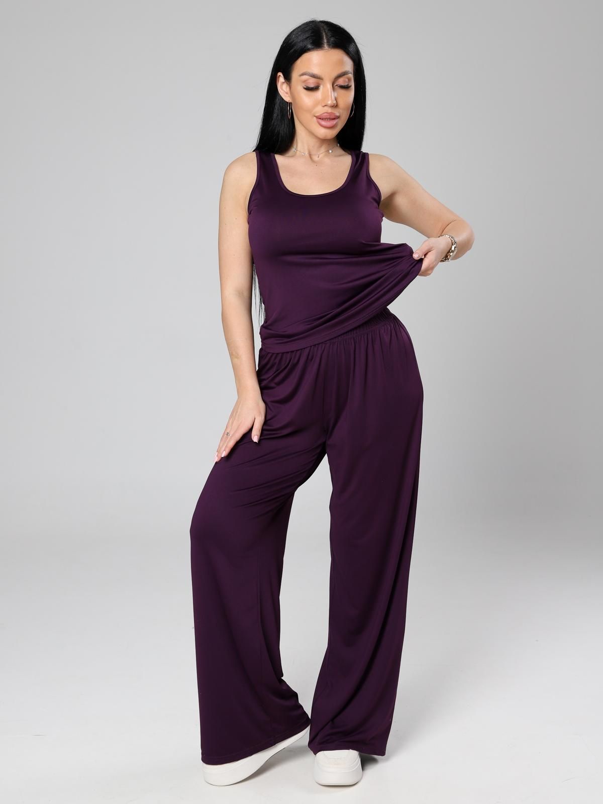 Костюм трикотажный с брюками в цвете баклажан Iv-capriz(фото6)