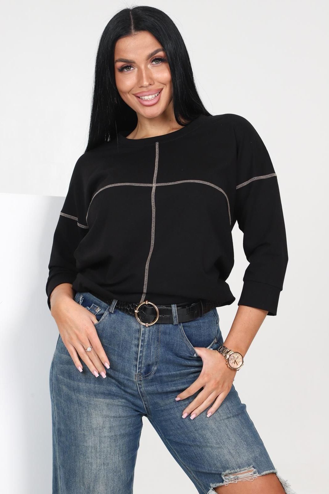 Свитшот чёрный из футера Iv-capriz