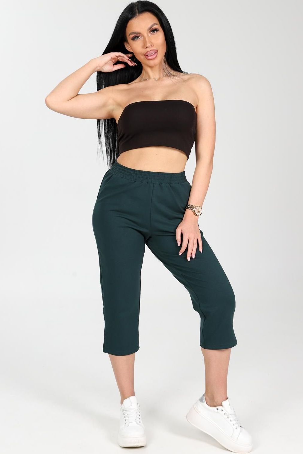 Бриджи трикотажные в тёмно-зелёном цвете Iv-capriz