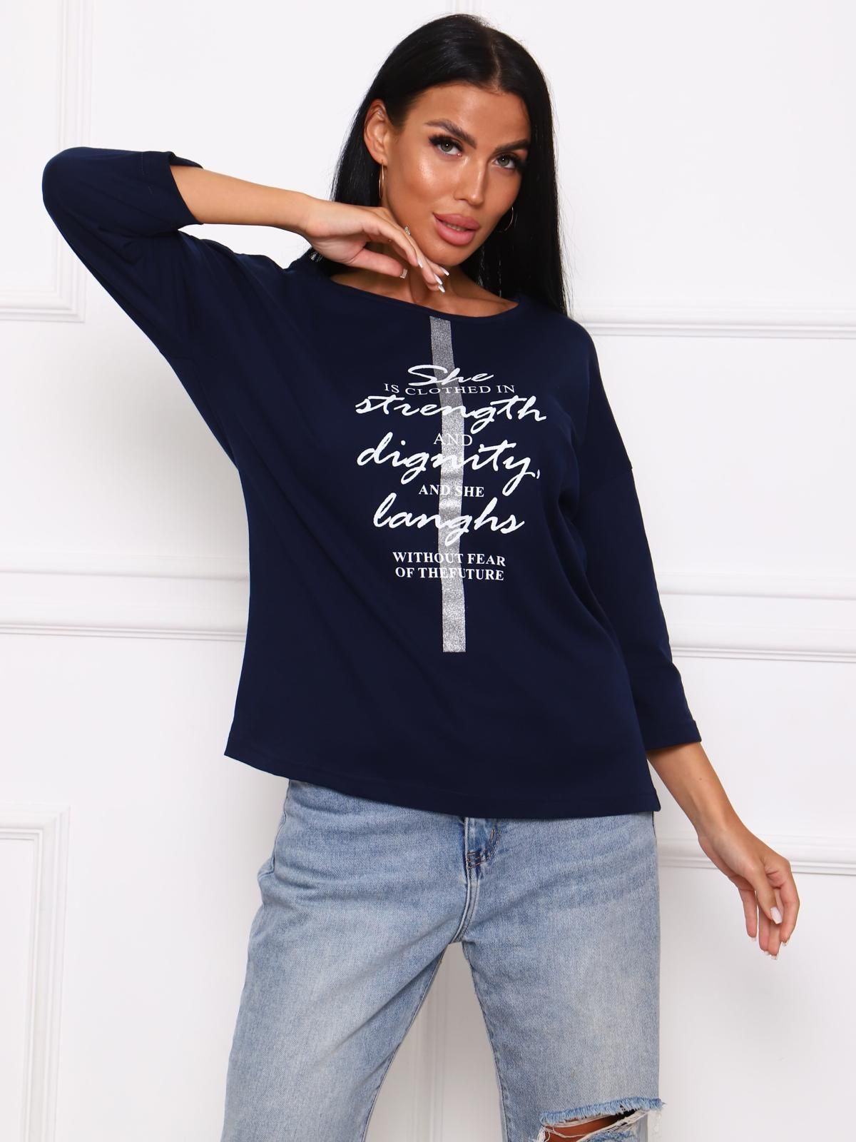 Футболка трикотажная чернильно-синего цвета с принтом Iv-capriz(фото3)