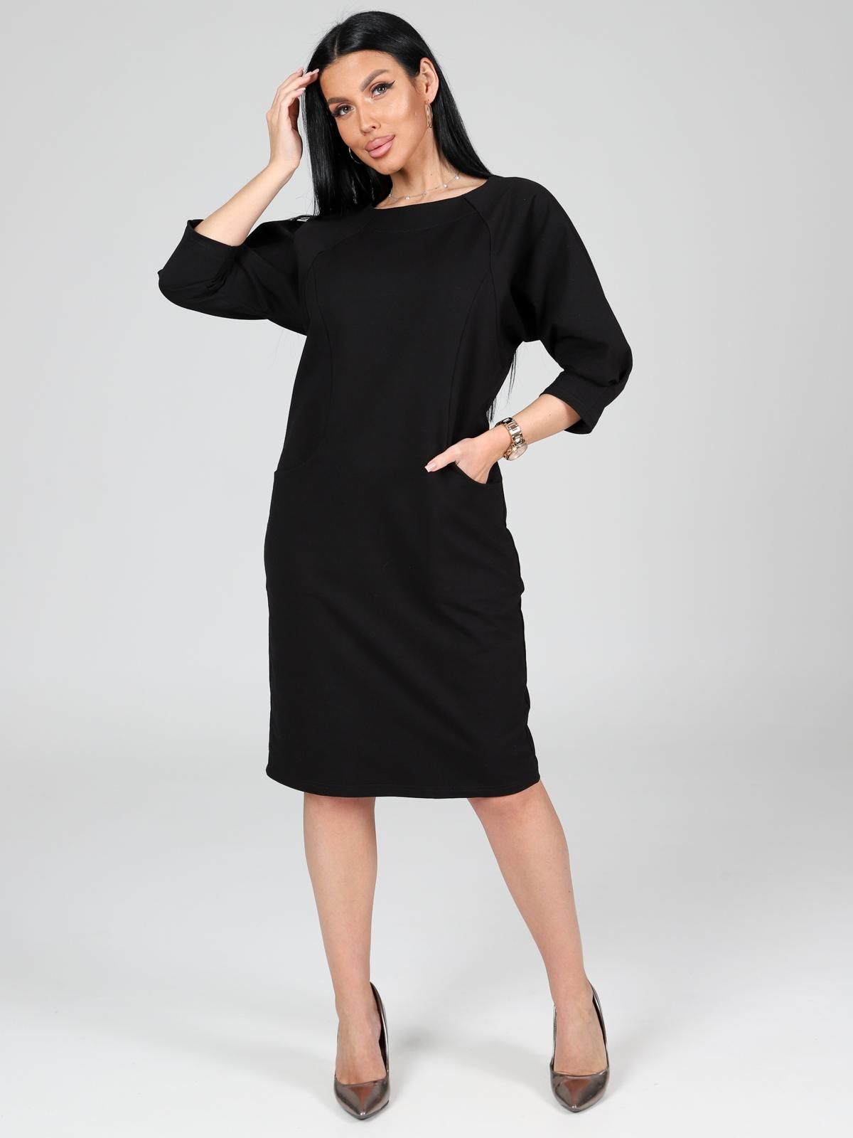 Платье трикотажное чёрное с карманами Iv-capriz(фото5)