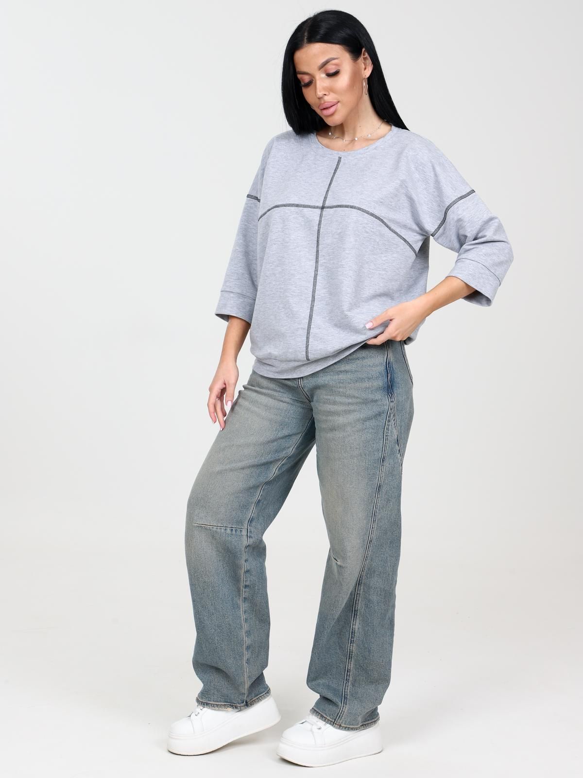 Свитшот из футера серого цвета Iv-capriz(фото4)