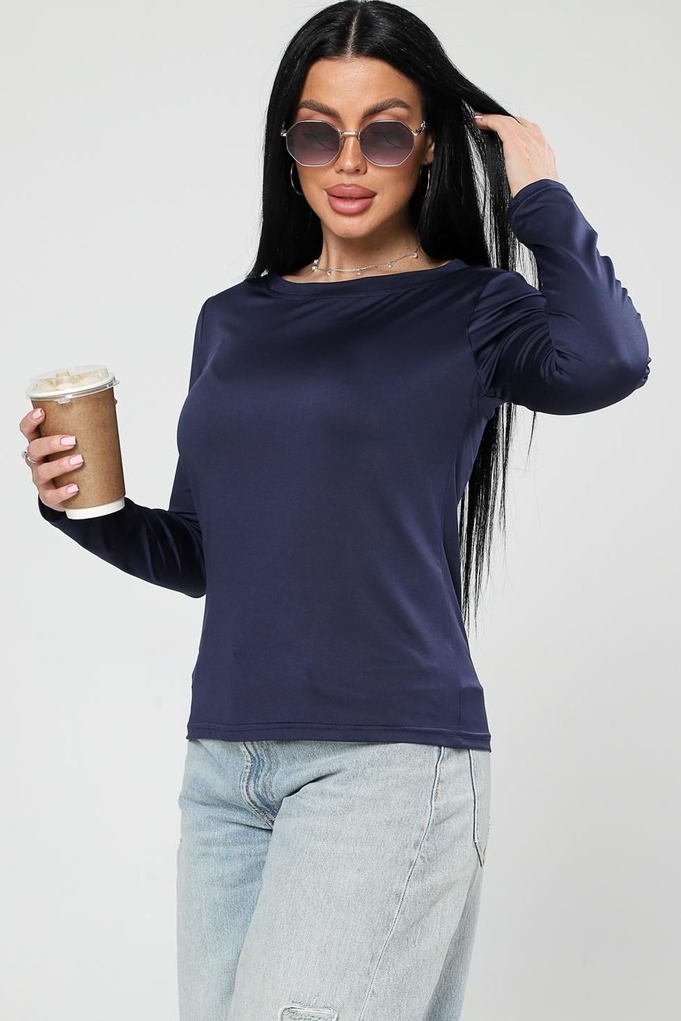 Лонгслив трикотажный тёмно-синий Iv-capriz