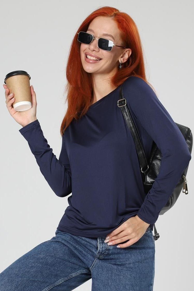 Лонгслив трикотажный тёмно-синий Iv-capriz