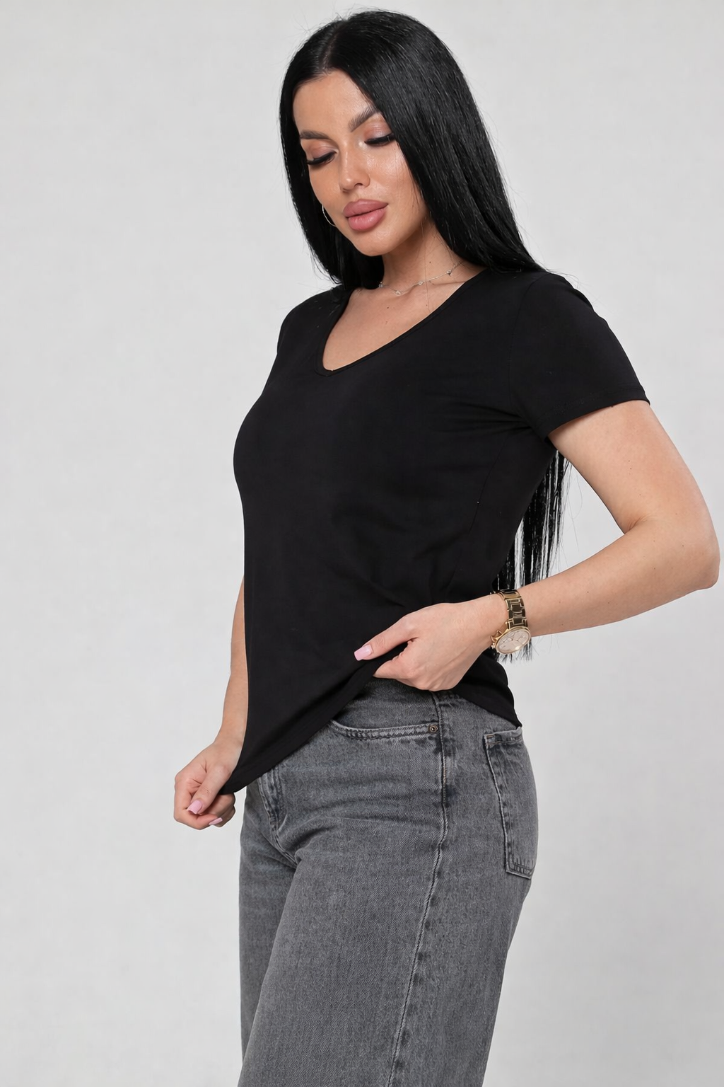 Футболка трикотажная чёрного цвета Iv-capriz(фото6)