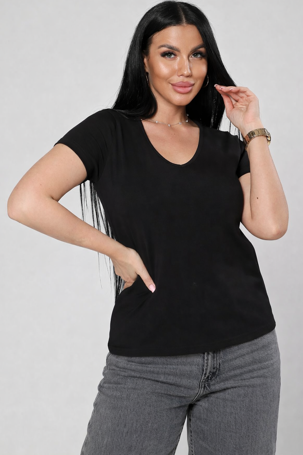 Футболка трикотажная чёрного цвета Iv-capriz(фото3)