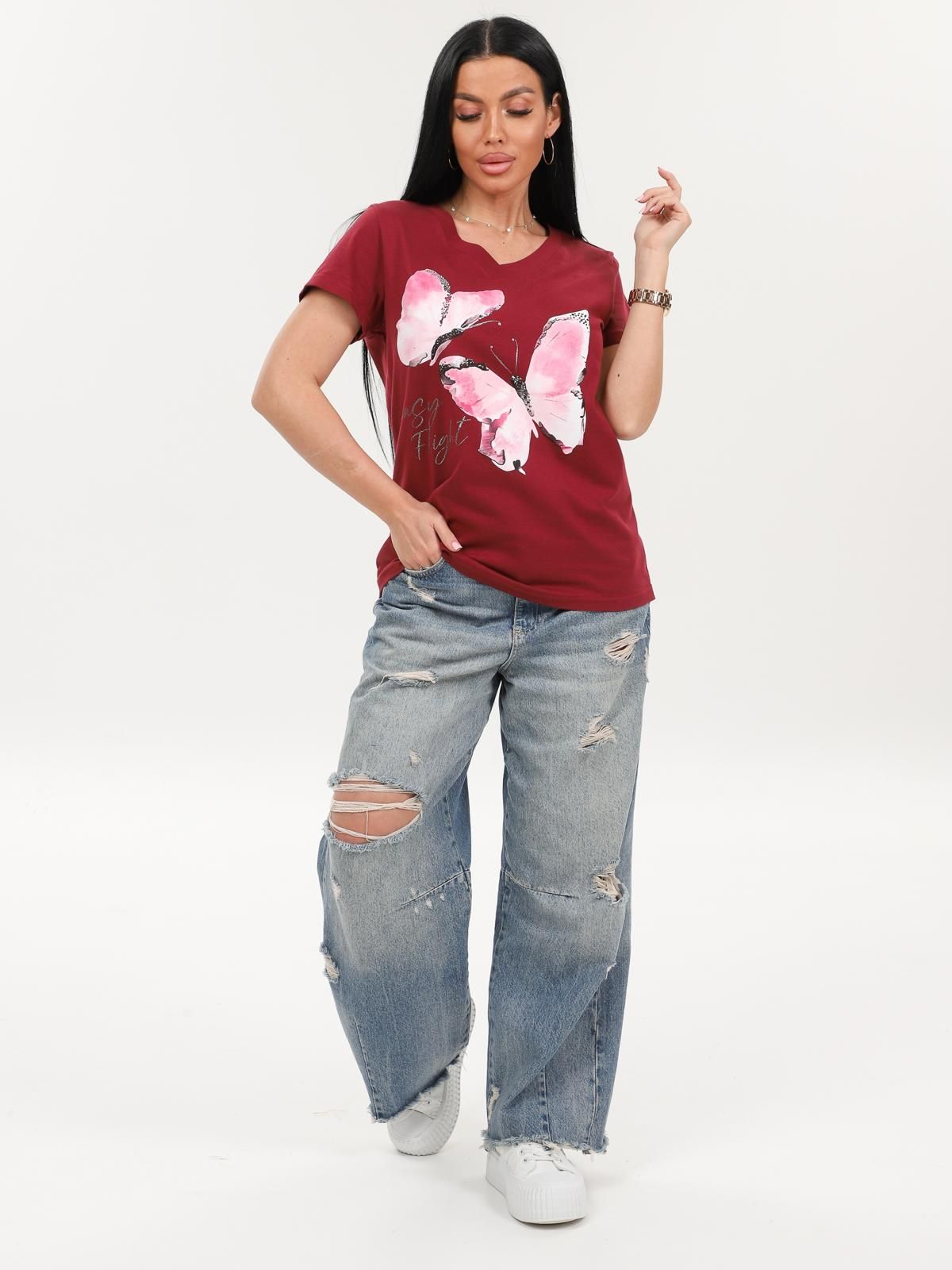 Футболка трикотажная бордового цвета Iv-capriz(фото6)