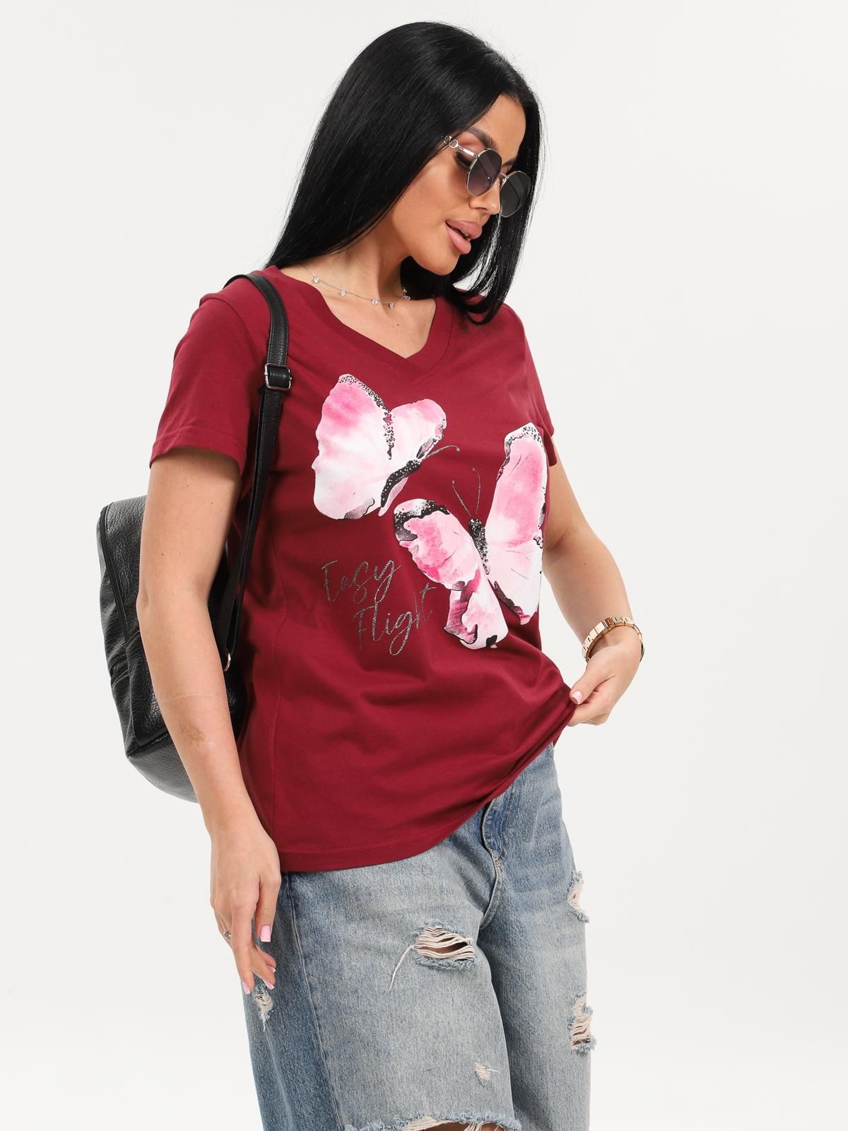 Футболка трикотажная бордового цвета Iv-capriz(фото5)