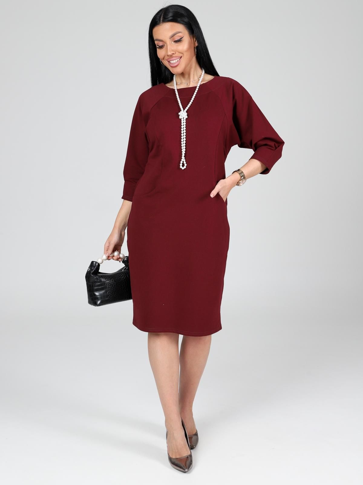 Платье трикотажное бордовое с карманами Iv-capriz(фото2)
