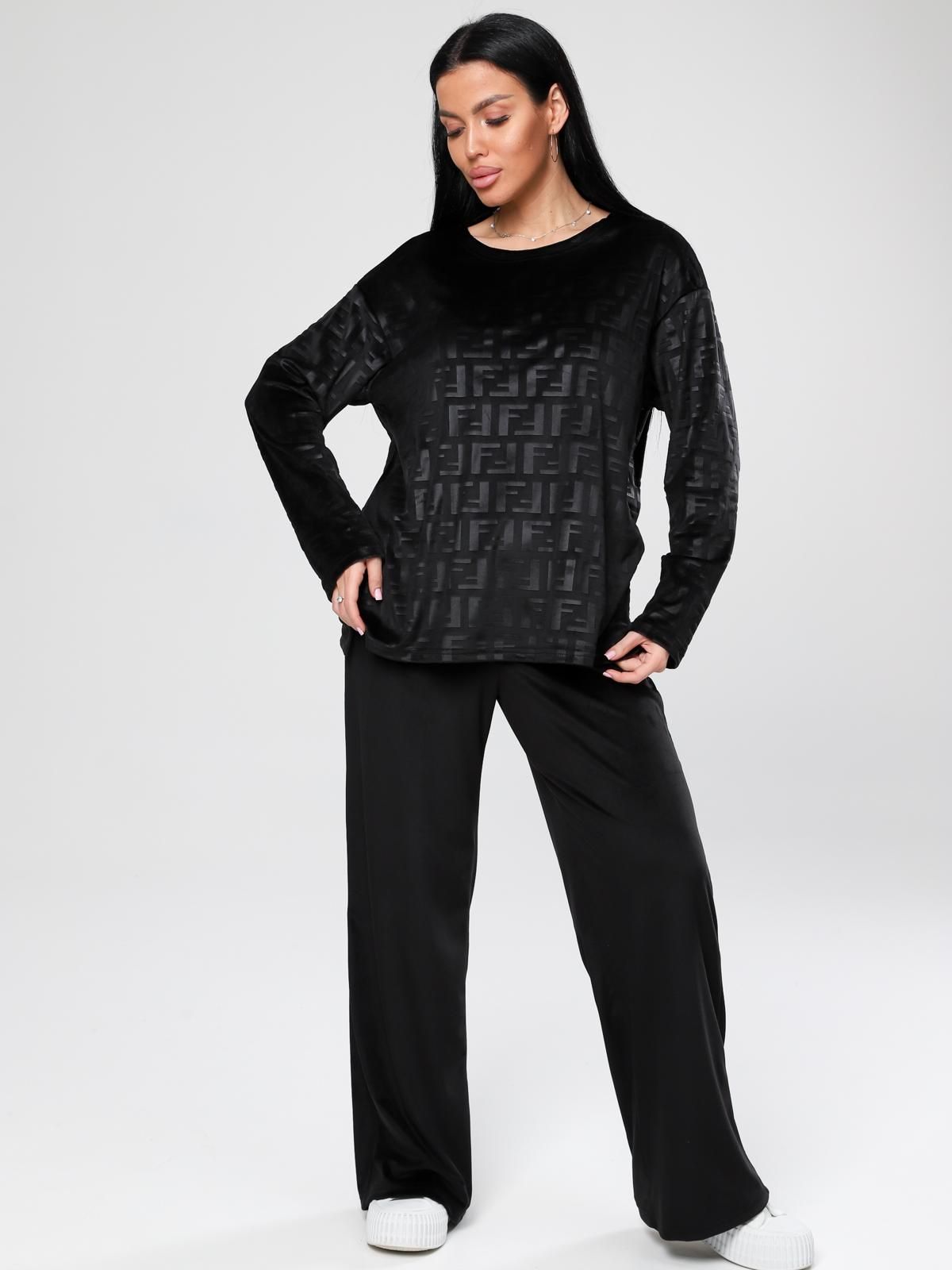 Костюм велюровый чёрный с брюками Iv-capriz(фото4)